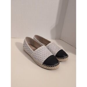 J. Mclaughlin Redding 2 Espadrille In Leather‎ White & Navy Woven Slip-On 8.5